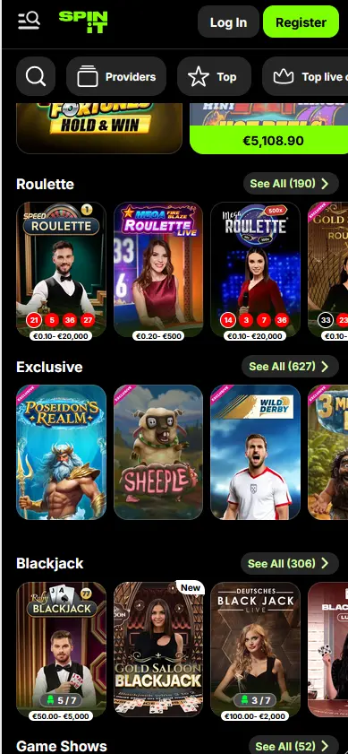Spinit Casino – mobilní verze kasina na telefonu iOS a Android